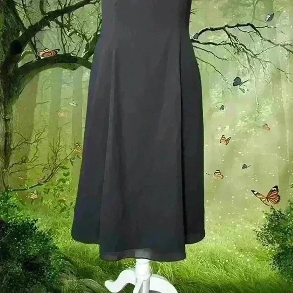 Y2k 90s Black Minimalistic MIDI Dress Size 6 - Picture 3 of 8